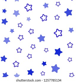 Light Pink, Blue vector seamless texture with beautiful stars. Glitter abstract illustration with colored stars. Design for wallpaper, fabric makers.