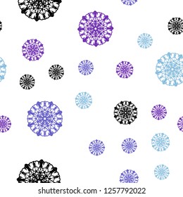 Light Pink, Blue vector seamless cover with beautiful snowflakes. Blurred decorative design in xmas style with snow. Pattern for design of window blinds, curtains.