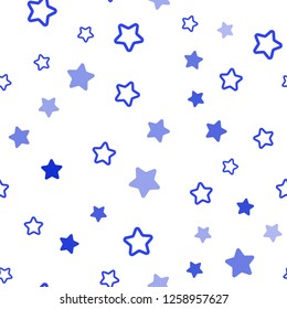 Light Pink, Blue vector seamless texture with beautiful stars. Decorative shining illustration with stars on abstract template. Pattern for trendy fabric, wallpapers.