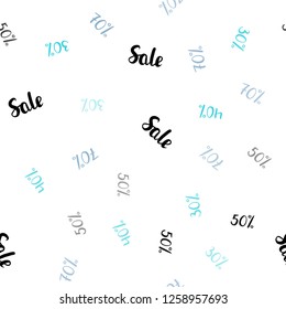 Light Pink, Blue vector seamless layout with discount of 30%, 40%, 50%. Colored words of sales with gradient on white background. Backdrop for ads, leaflets of Black Friday.