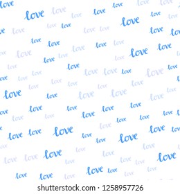 Light Pink, Blue vector seamless template with text LOVE YOU. Phrase LOVE YOU with colorful gradient in abstract style. Design for textile, fabric, wallpapers.