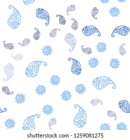 Light Pink, Blue vector seamless doodle texture with leaves and flowers. Creative illustration in blurred style with leaves, flowers. Pattern for trendy fabric, wallpapers.