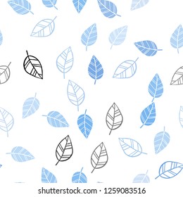 Light Pink, Blue vector seamless abstract background with leaves. leaves on elegant natural pattern with gradient. Trendy design for wallpaper, fabric makers.