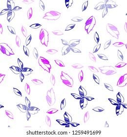 Light Pink, Blue vector seamless elegant pattern with leaves. Modern geometrical abstract illustration with leaves. Design for textile, fabric, wallpapers.