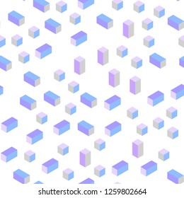 Light Pink, Blue vector seamless, isometric background with rectangles. Glitter abstract illustration with rectangular shapes. Design for textile, fabric, wallpapers.