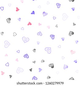 Light Pink, Blue vector seamless template with doodle hearts. Illustration with hearts in love concept for valentine's day. Beautiful design for your business advert of anniversary.