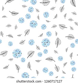 Light Pink, Blue vector seamless elegant template with leaves, flowers. Colorful illustration in doodle style with leaves, flowers. Pattern for trendy fabric, wallpapers.