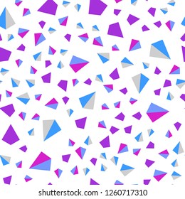 Light Pink, Blue vector seamless, isometric template with crystals, triangles. Illustration with set of colorful triangles. Texture for window blinds, curtains.