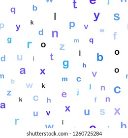 Light Pink, Blue vector seamless texture with ABC characters. Shining colorful illustration with isolated letters. Pattern for trendy fabric, wallpapers.