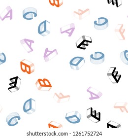 Light Pink, Blue vector seamless backdrop with 3D english symbols. Abstract illustration with 3D ABC symbols. Design for wallpaper, fabric makers.