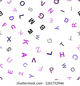 Light Pink, Blue vector seamless template with isolated letters. Shining illustration with ABC symbols on abstract template. Design for textile, fabric, wallpapers.