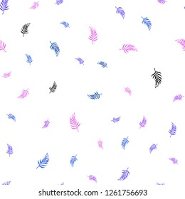 Light Pink, Blue vector seamless doodle template with leaves. Colorful illustration in doodle style with leaves. Template for business cards, websites.