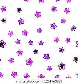 Light Pink, Blue vector seamless cover with small and big stars. Modern geometrical abstract illustration with stars. Texture for window blinds, curtains.