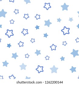 Light Pink, Blue vector seamless cover with small and big stars. Stars on blurred abstract background with gradient. Design for textile, fabric, wallpapers.