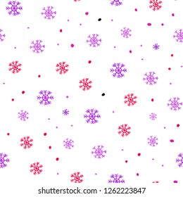 Light Pink, Blue vector seamless cover with beautiful snowflakes. Colorful snowflakes with gradient on abstract background. Pattern for design of window blinds, curtains.