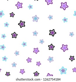 Light Pink, Blue vector seamless cover with small and big stars. Shining colored illustration with stars. Design for wallpaper, fabric makers.