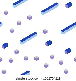 Light Pink, Blue vector seamless, isometric layout with lines, rectangles. Beautiful illustration with rectangles and squares. Design for textile, fabric, wallpapers.