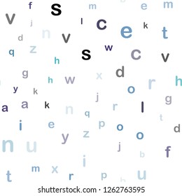 Light Pink, Blue vector seamless texture with ABC characters. Colored alphabet signs with gradient on white background. Template for business cards, websites.