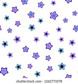 Light Pink, Blue vector seamless texture with beautiful stars. Shining colored illustration with stars. Pattern for trendy fabric, wallpapers.