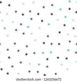 Light Pink, Blue vector seamless cover with beautiful snowflakes. Colorful snowflakes with gradient on abstract background. Template for business cards, websites.