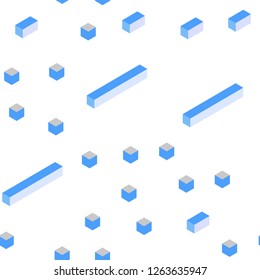 Light Pink, Blue vector seamless, isometric pattern in square style. Beautiful illustration with rectangles and squares. Template for business cards, websites.