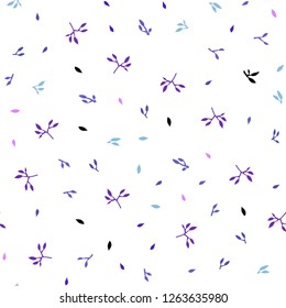 Light Pink, Blue vector seamless abstract pattern with leaves. Blurred decorative design in Indian style with leaves. Design for textile, fabric, wallpapers.