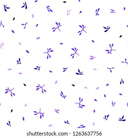 Light Pink, Blue vector seamless doodle layout with leaves. A vague abstract illustration with leaves in doodles style. Pattern for trendy fabric, wallpapers.