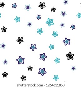 Light Pink, Blue vector seamless cover with small and big stars. Modern geometrical abstract illustration with stars. Template for business cards, websites.