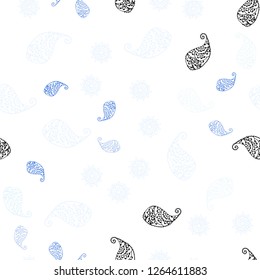 Light Pink, Blue vector seamless abstract background with leaves and flowers. An elegant bright illustration with leaves and flowers. Design for wallpaper, fabric makers.