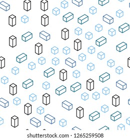 Light Pink, Blue vector seamless, isometric pattern in square style. Illustration with set of colorful rectangles. Pattern for trendy fabric, wallpapers.