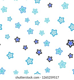 Light Pink, Blue vector seamless cover with small and big stars. Modern geometrical abstract illustration with stars. Design for textile, fabric, wallpapers.