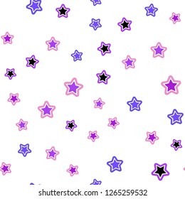 Light Pink, Blue vector seamless template with sky stars. Decorative shining illustration with stars on abstract template. Texture for window blinds, curtains.