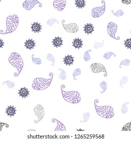 Light Pink, Blue vector seamless abstract backdrop with leaves and flowers. An elegant bright illustration with leaves and flowers. Template for business cards, websites.