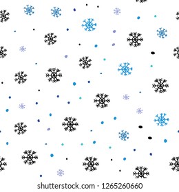 Light Pink, Blue vector seamless layout with bright snowflakes. Colorful snowflakes with gradient on abstract background. Pattern for design of window blinds, curtains.