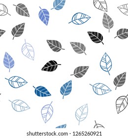 Light Pink, Blue vector seamless doodle texture with leaves. Doodle illustration of leaves in Origami style with gradient. Pattern for design of fabric, wallpapers.