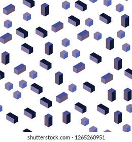 Light Pink, Blue vector seamless, isometric layout with lines, rectangles. Glitter abstract illustration with rectangular shapes. Texture for window blinds, curtains.