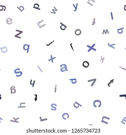Light Pink, Blue vector seamless background with signs of alphabet. Shining illustration with ABC symbols on abstract template. Pattern for design of fabric, wallpapers.