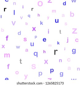 Light Pink, Blue vector seamless layout with latin alphabet. Shining colorful illustration with isolated letters. Design for wallpaper, fabric makers.