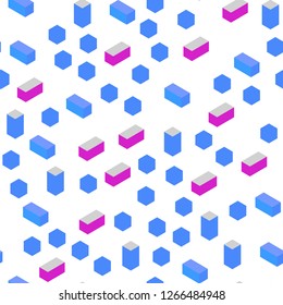 Light Pink, Blue vector seamless, isometric backdrop with rhombus. Rectangles on abstract background with colorful gradient. Template for business cards, websites.