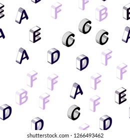 Light Pink, Blue vector seamless background with 3D signs of alphabet. Colorful gradient design in 3D style with signs of alphabet. Pattern for trendy fabric, wallpapers.