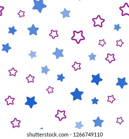 Light Pink, Blue vector seamless texture with beautiful stars. Modern geometrical abstract illustration with stars. Template for business cards, websites.