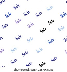 Light Pink, Blue vector seamless cover with symbols of sales. Illustration with signs of sales on abstract template. Design for business ads, commercials.