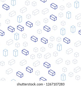 Light Pink, Blue vector seamless, isometric texture in rectangular style. Beautiful illustration with rectangles and squares. Pattern for design of fabric, wallpapers.