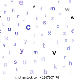 Light Pink, Blue vector seamless texture with ABC characters. Blurred design in simple style with signs of alphabet. Pattern for design of fabric, wallpapers.