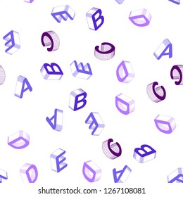Light Pink, Blue vector seamless pattern with 3D ABC symbols. Abstract illustration with 3D ABC symbols. Template for business cards, websites.