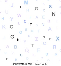 Light Pink, Blue vector seamless texture with ABC characters. Abstract illustration with colored latin alphabet. Texture for window blinds, curtains.