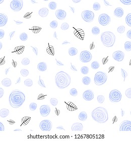 Light Pink, Blue vector seamless abstract design with leaves and flowers. An elegant bright illustration with leaves and flowers. Template for business cards, websites.