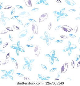 Light Pink, Blue vector seamless abstract background with leaves. Decorative illustration with doodles on abstract template. Pattern for design of window blinds, curtains.