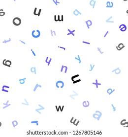 Light Pink, Blue vector seamless backdrop with english symbols. Shining illustration with ABC symbols on abstract template. Design for wallpaper, fabric makers.