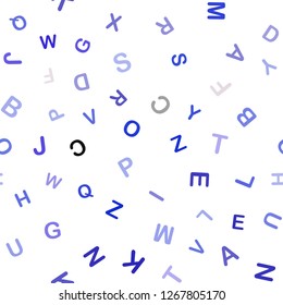 Light Pink, Blue vector seamless texture with ABC characters. Blurred design in simple style with signs of alphabet. Design for wallpaper, fabric makers.